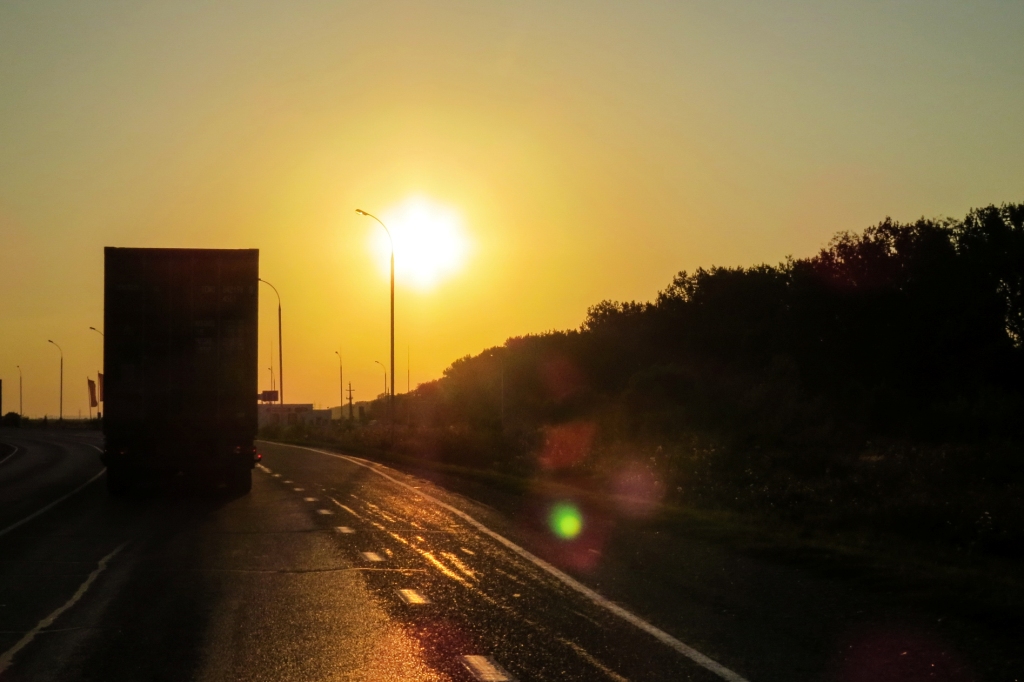Крым, на автомобиле, дорога, закат